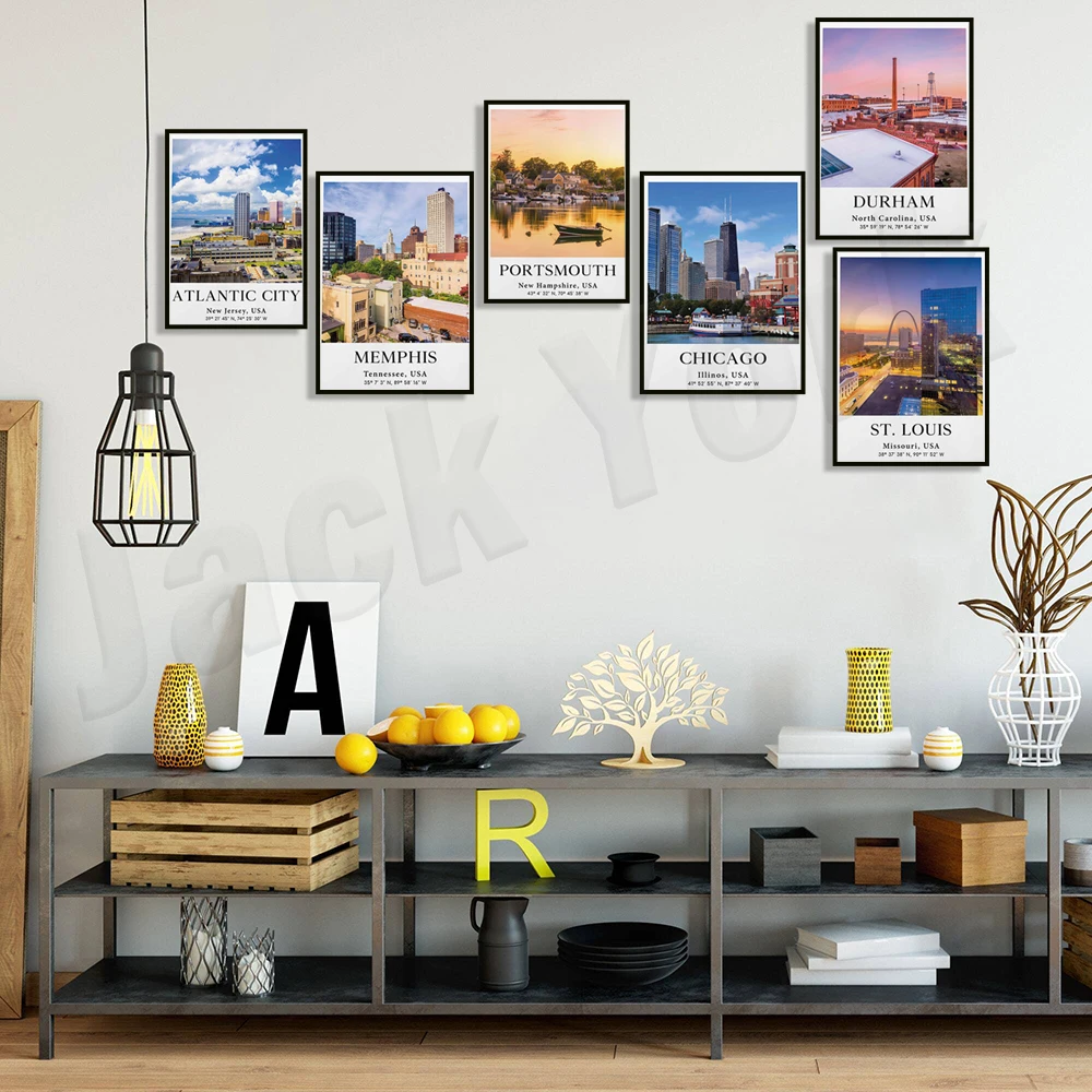 بورتسموث نيو هامبشاير، سانت لويس، كارولينا الشمالية، لوس أنجلوس، ألباني، يوتا، مدينة أتلانتيك نيو جيرسي، ملصق سفر تينيسي #3