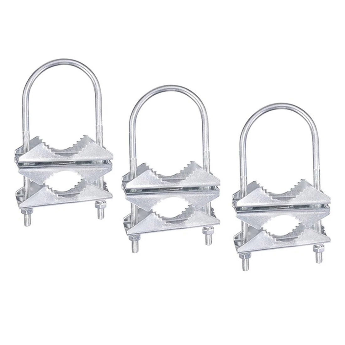 Double Antenna Mast Clamp V-Jaw Bracket U Bolts Pipe Mounting Hardware 3 Sets for Yagi WiFi Antenna, TV Antenna, CB Ham