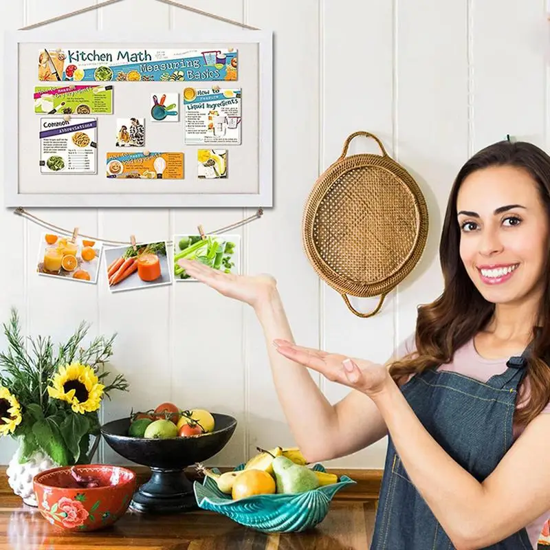 Quadro de cortiça emoldurado, placa de cortiça decorativa para escritório, quadro de avisos de linho reutilizável para memorando