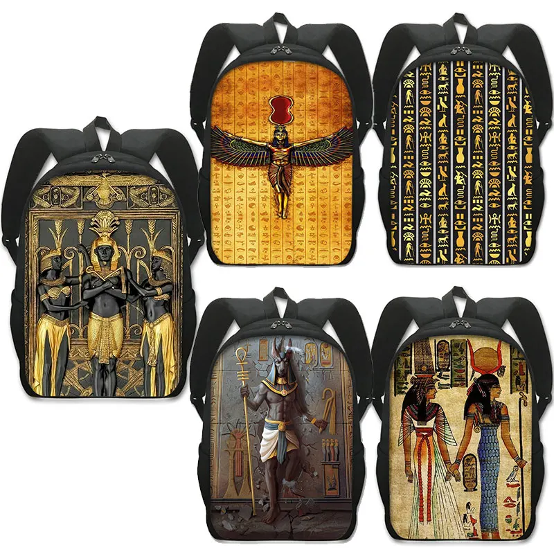 Egyptian Art Print Backpack Women Men Schoolbags Egypt Pharaoh Anubis Rucksack For Travel Student Daypack Laptop Backpacks Gift