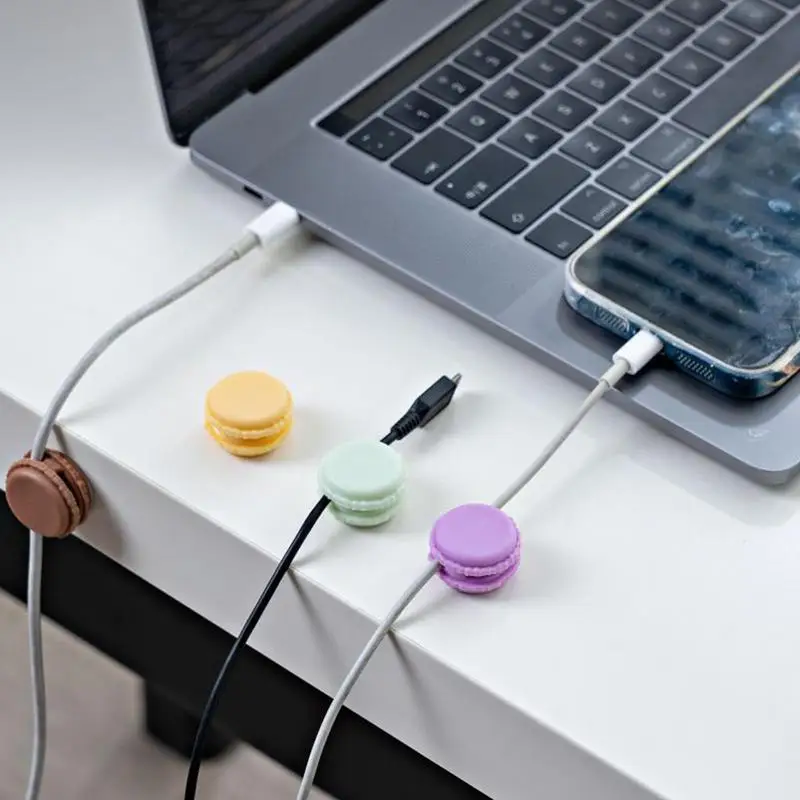 Auto-adesivo Silicone Macaron Wall Hooks, Gancho multifuncional para cabo, Clip Key, Home Storage