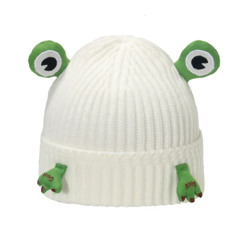 

Frog Knitted Beanie Cartoon Design with Ear Flaps Winter Warm Hat for Women Girls Cute Animal Cold Weather Cap Headwear