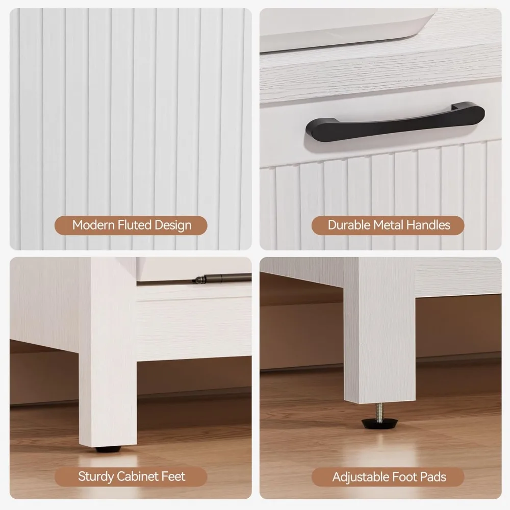 خزانة سلة الغسيل مع سلة مهملات قابلة للإمالة وسلة تخزين، طراز مزرعة سعة 10 جالون، تصميم حبوب خشبية مخفية