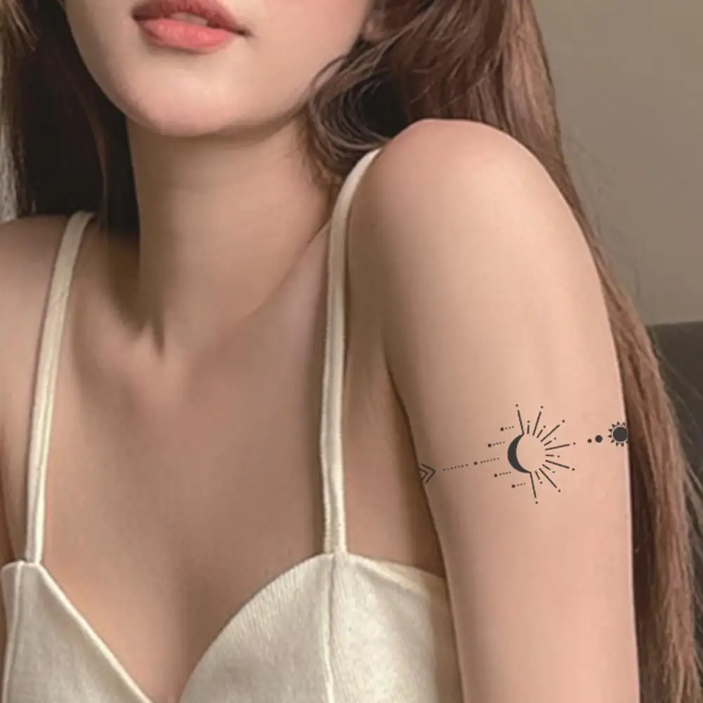 Adhesive Tattoo Waterproof Moon Pattern Temporary Tattoo with Plant-based Adhesive Long-lasting Body Art Easy Application Fake