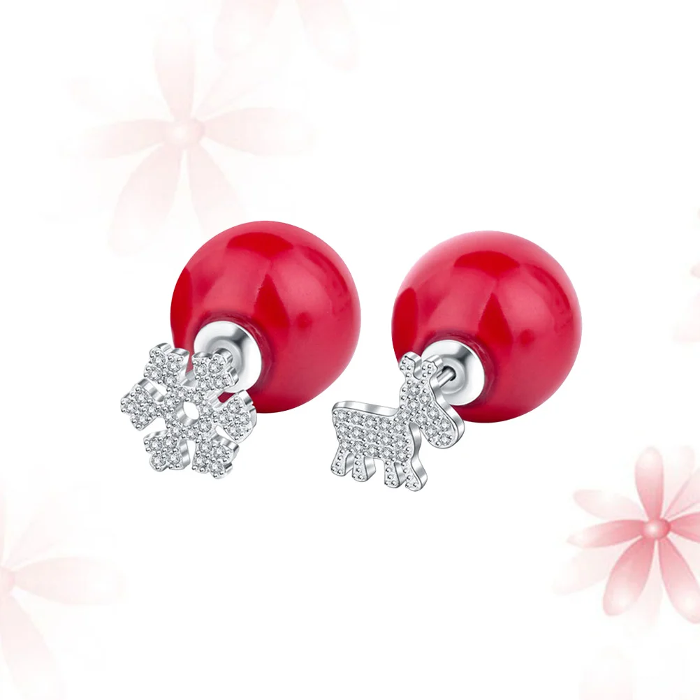 ABOOFAN 1 пара стерлингового серебра 925 пробы, снежинки, рождественские рога, ювелирные изделия, подарок, белые циркониевые серьги с животными для женщин