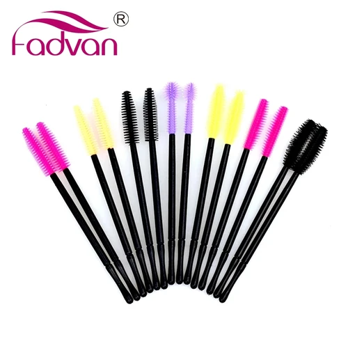 Fadvan-brochas de silicona desechables para pestañas, Kit aplicador Individual, varitas de rímel, 50 unids/lote por paquete