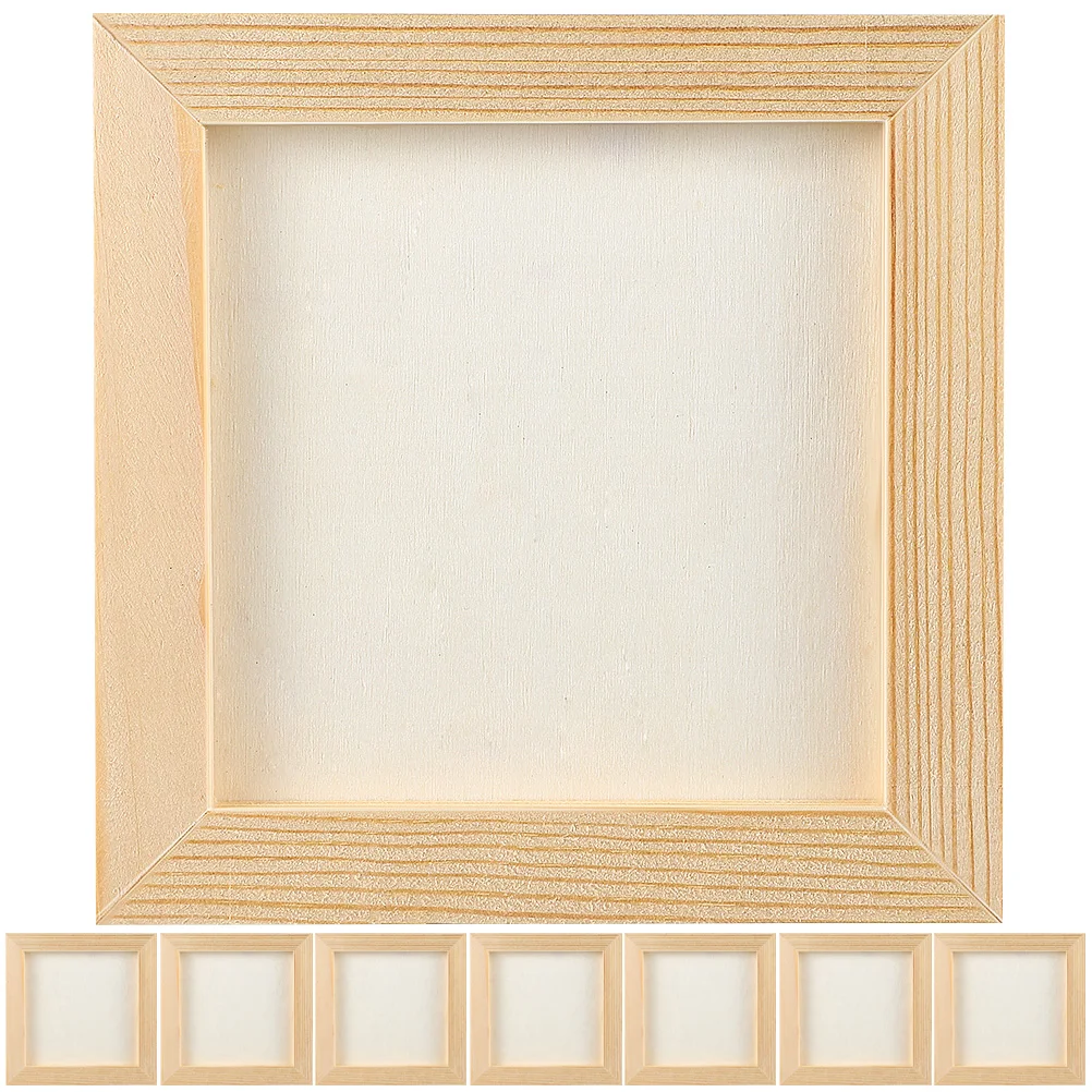 8 Pcs Clay Picture Frame Photo Scale Square Frames Craft Blank 6x4 Kids Crafts Painting Wooden Child