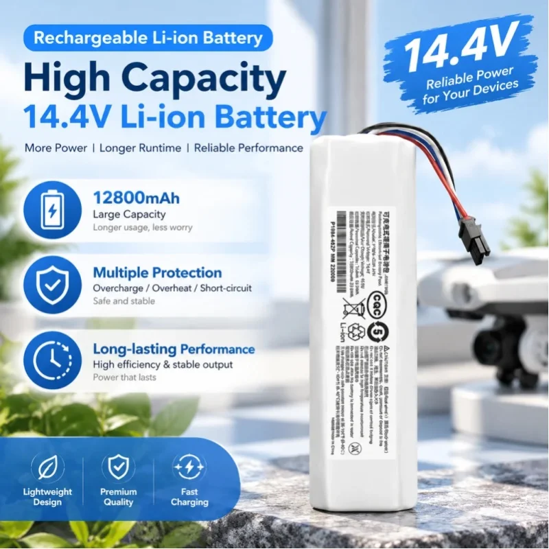 P19A-4S2P 14,4V 12800mAh Li-Ionen-Akku, Ersatz-Akku für Saugroboter, leicht und schnell aufladbar