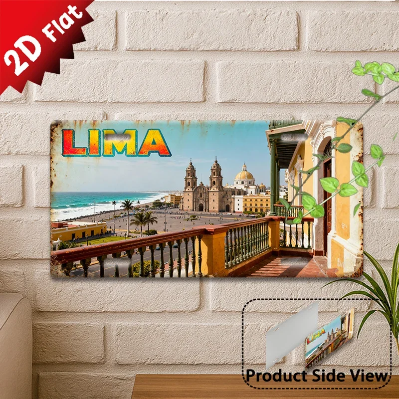 1pc, Lima Aluminum Sign, Outdoor Plaque & Wall Decoration  Vintage Aluminum Sign, Coastal Capital Them