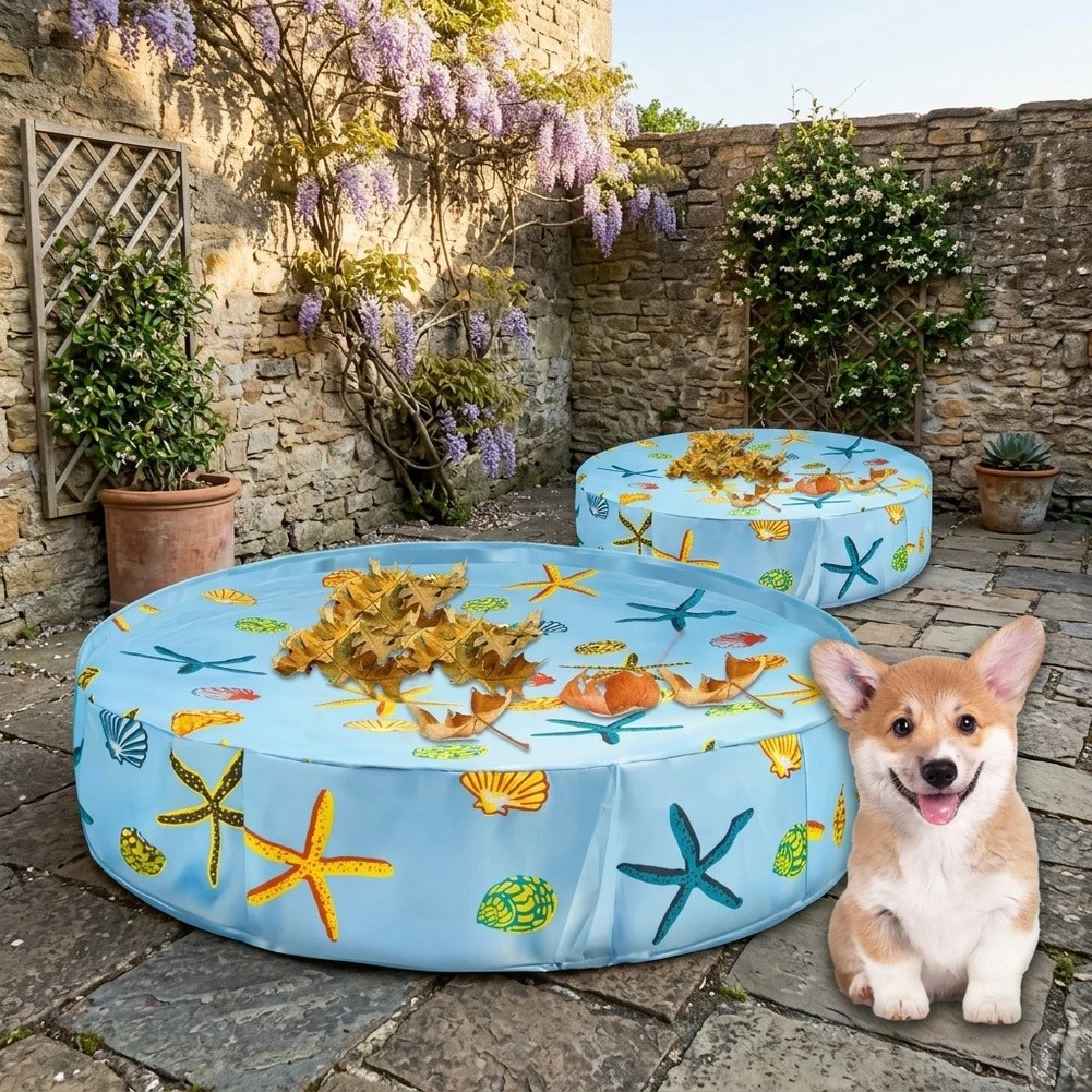 /Foldable /Waterproof /Dog Pool Cover With Adjustable Drawstring For 32 48 Inch Pet For Puppy Bathtub O'utdoor Portable Protecti