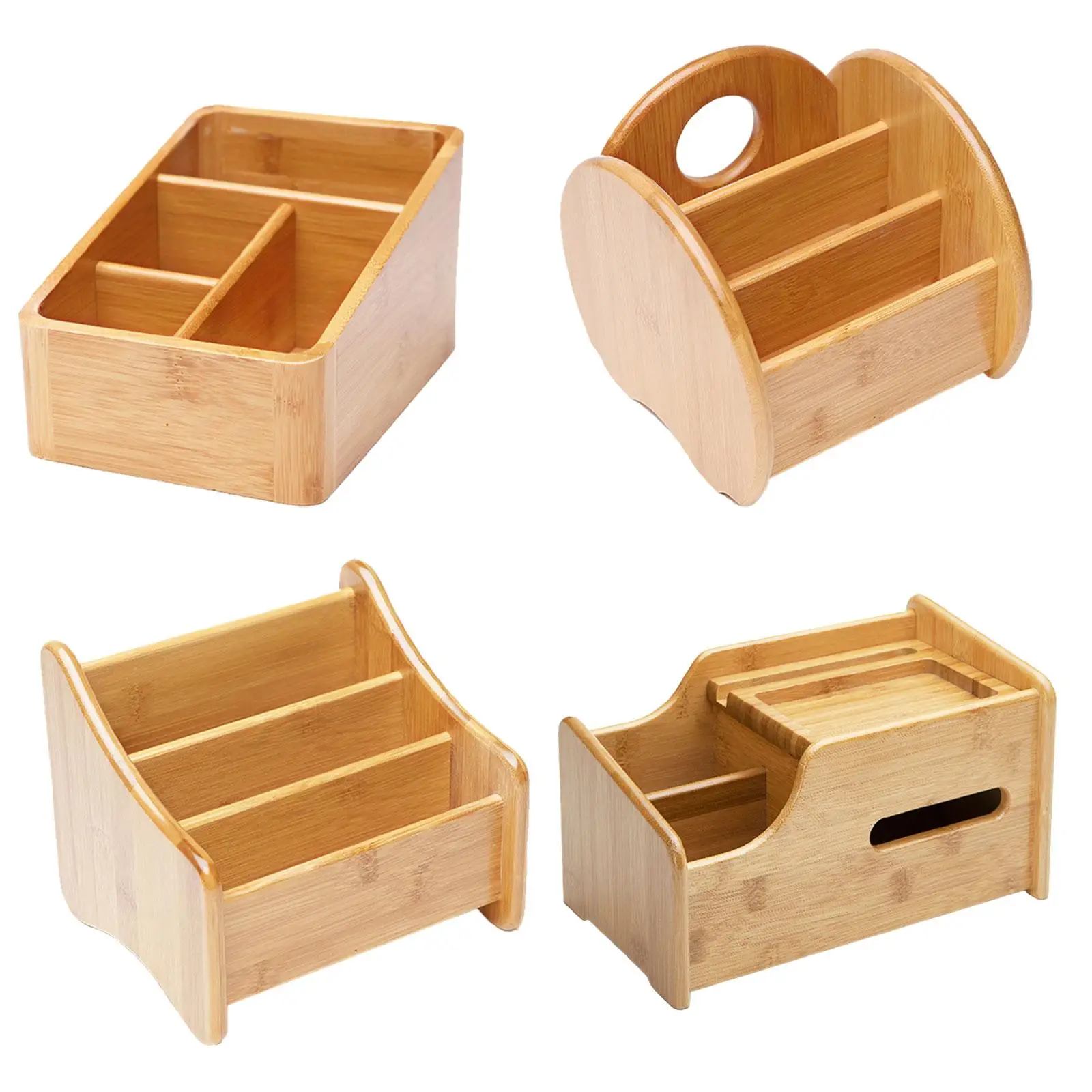 Remote Control Storage Box Bamboo Decoration for Home Living Room Kitchen