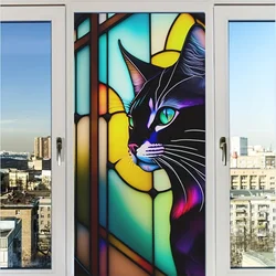 Cat Pattern Glass Window Electrostatic Sticker Privacy Window Film Static Cling Decoration Door Living Room Removable Home Decor