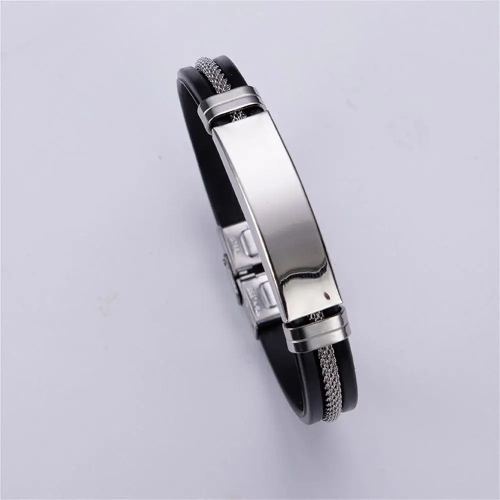 Stainless Steel Bracelet Men Black Wrist Band Bangles Jewelry Accessories Gift Bracelets Women Casual Punk Wristband Bangle