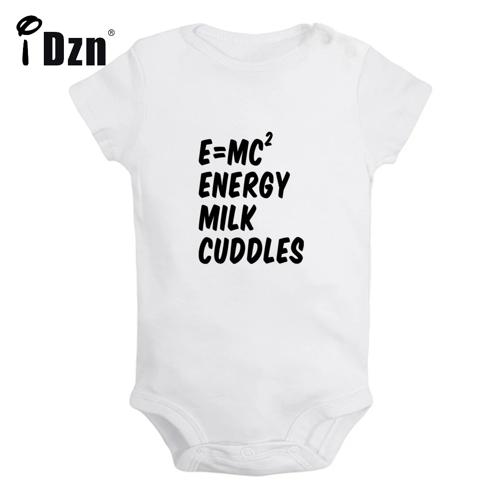 Energy Milk & Cuddles Cute Baby Boy Funny Bodysuit Baby Girl Letter Printed Rompers Infant Short Sleeves Jumpsuit Cotton Clothes