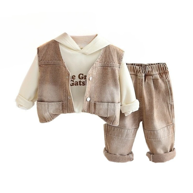 

New Spring Autumn Baby Clothes Suit Children Boys Vest Hoodies Pants 3Pcs/Sets Kids Clothing Infant Costume Toddler Tracksuits