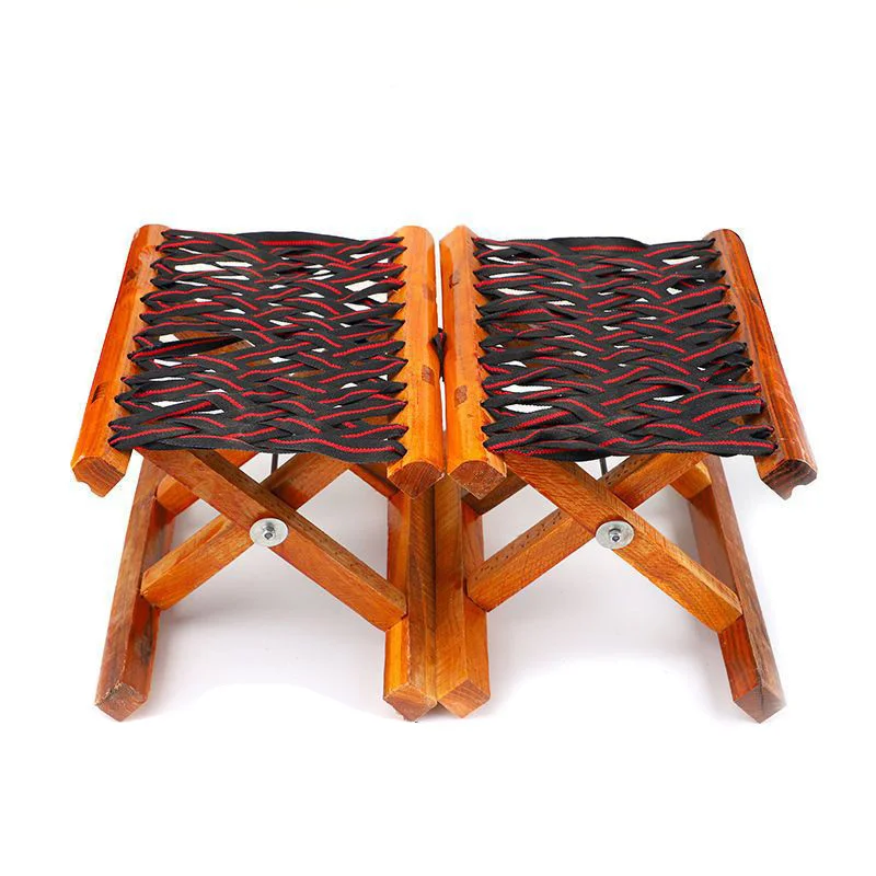 2023 New Outdoor Portable Small Folding Stool Sophora Japonica Camping Barbecue Fishing Sketch Queue Up Wooden Bench Chairs