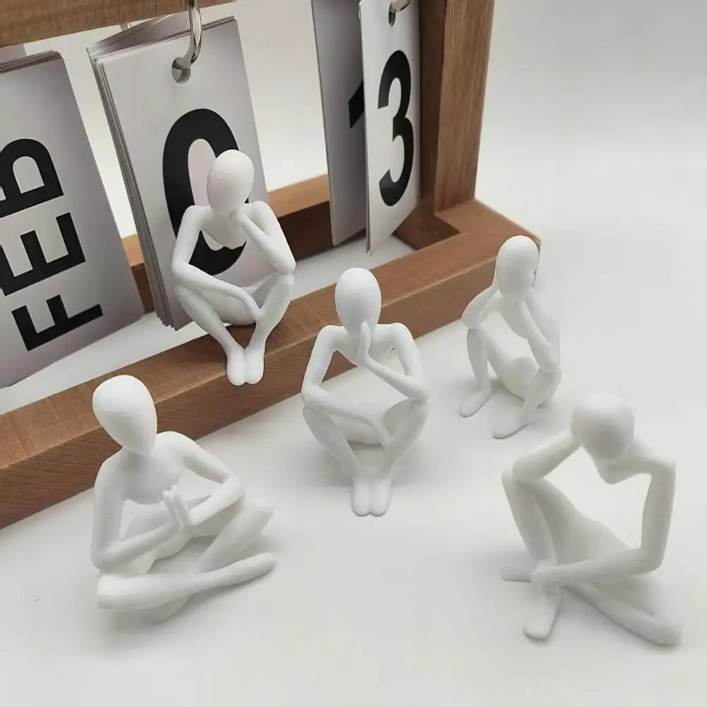 Minimalist Desk Ornament 3d Printed Thinker Sculpture Abstract Meditator Figurine Collectible Desktop Decor for Home Office