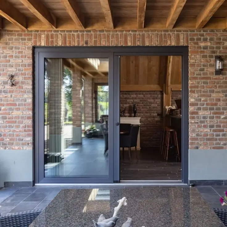 Exterior/Interior Thermal Break Aluminum Door Soundproof System Sliding Patio Doors Energy Efficient Balcony Double Glass Doors