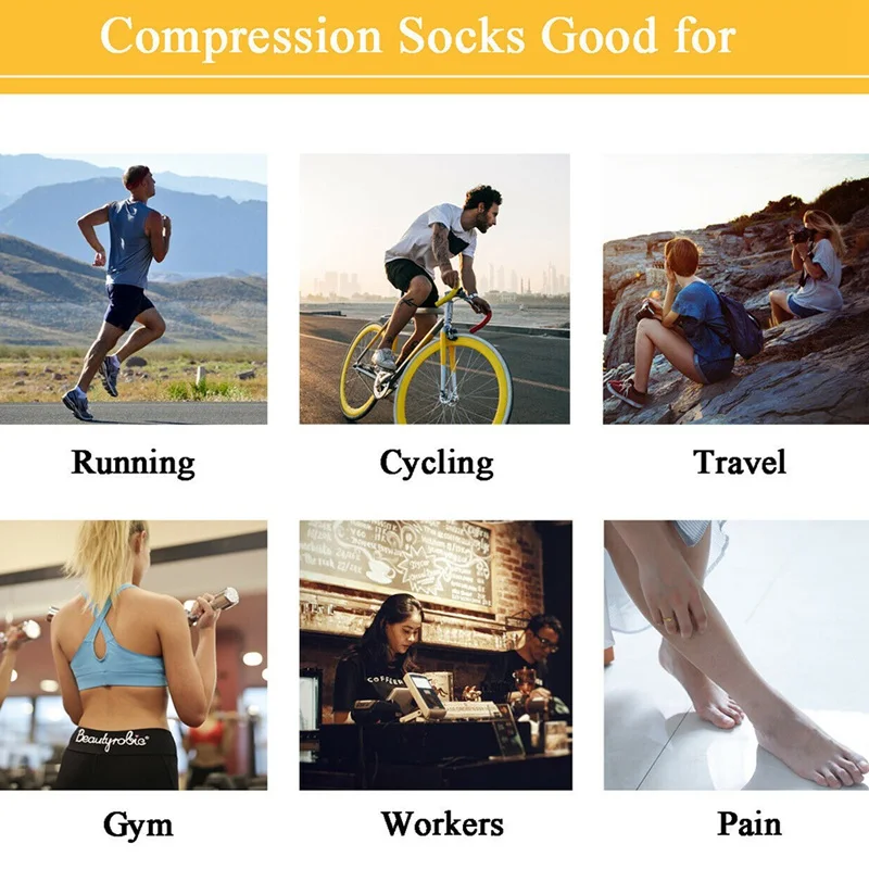 YS041 Compression Socks 20-30mmhg High Stockings Men Sports Socks For Marathon Cycling Football Varicose Veins Pregnancy Nursing