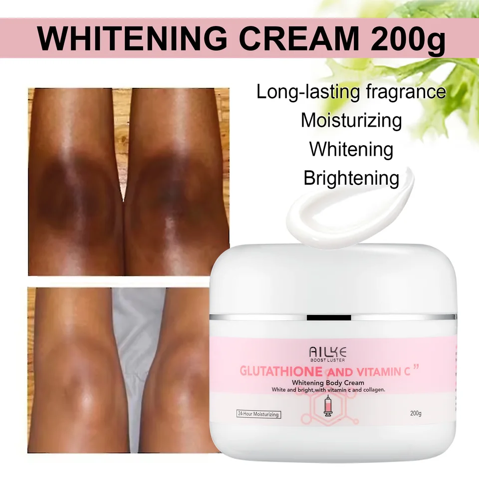AILKE Glutathione and Vitamin C Whitening Body Cream For All Skin Types,  Moisturizing, Reduce Freckles, Dark Spots, 200 ml