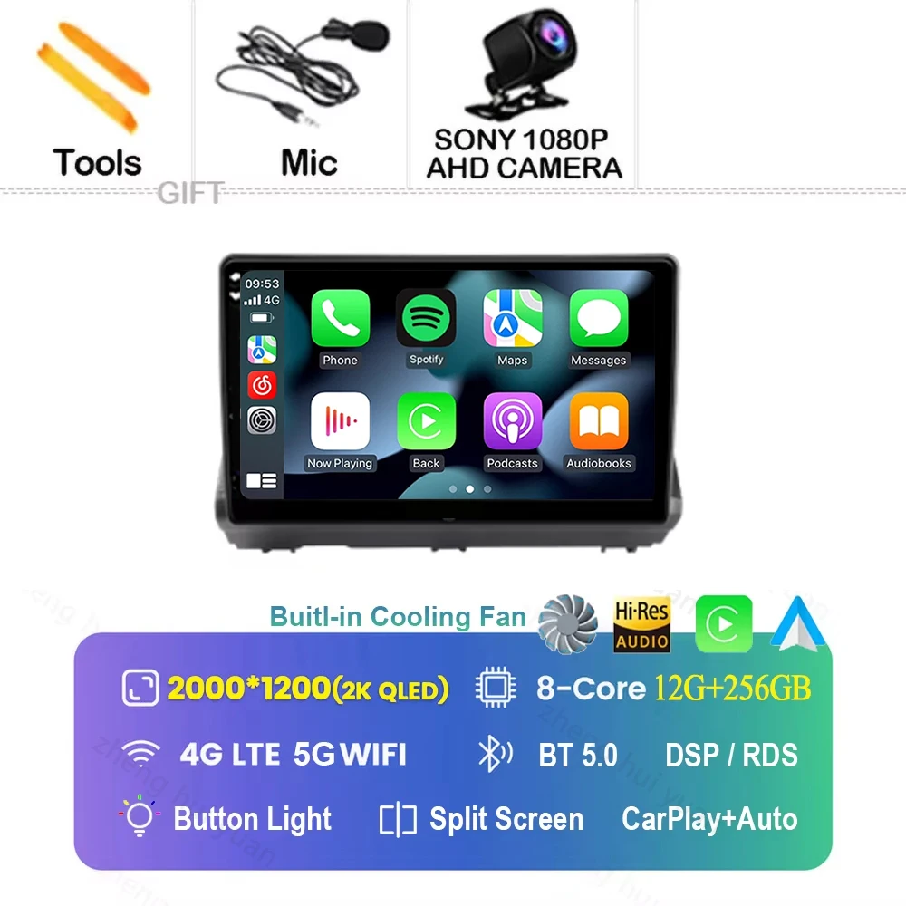 Android 16 Carplay Android Auto autoradio multimediaspeler headunit voor Renault Dacia Logan Sandero Jogger 2019 - 2023
