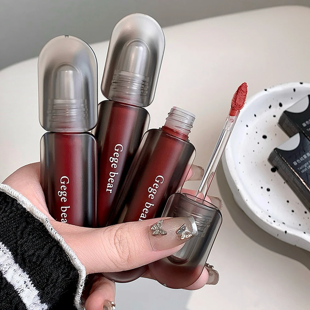 Gege Bear Matte Lip Clay, Matte Velvet Lip Glaze Langdurige kleur Gladde, niet-uitdrogende lippenstift
