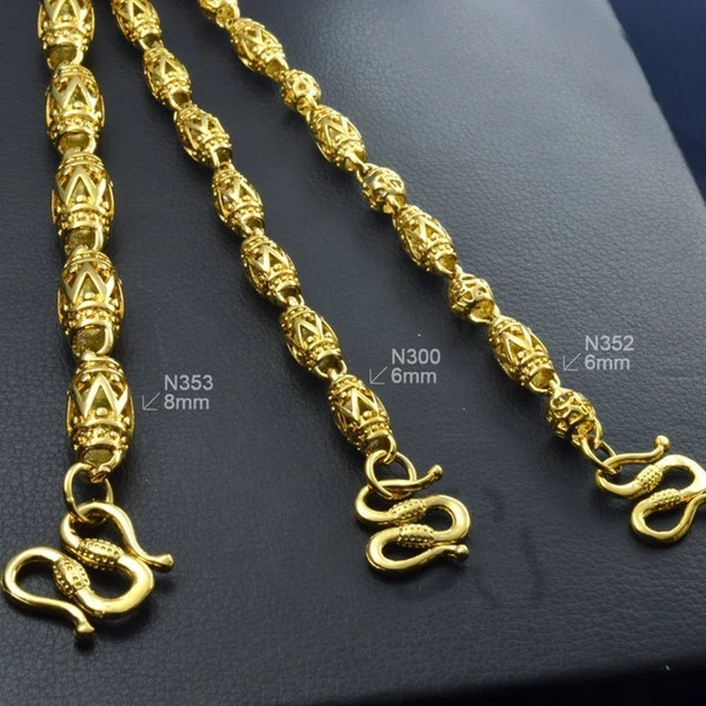 Mens Women Bead Chain 6mm 8mm Width Necklace Link Jewellery 50cm 60cm 70cm Length