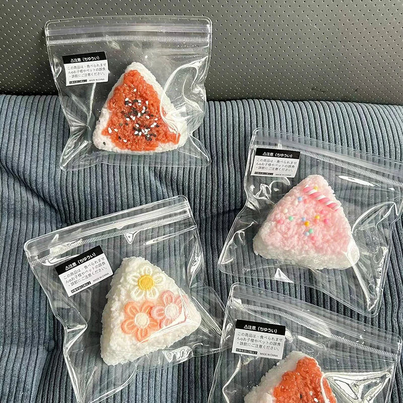 Flowers Sesame Triangle Rice Balls Sushi Squeezing Pinching Fingertip Toys Imitation Food Adult Stress Relief Kids Squishy Toys