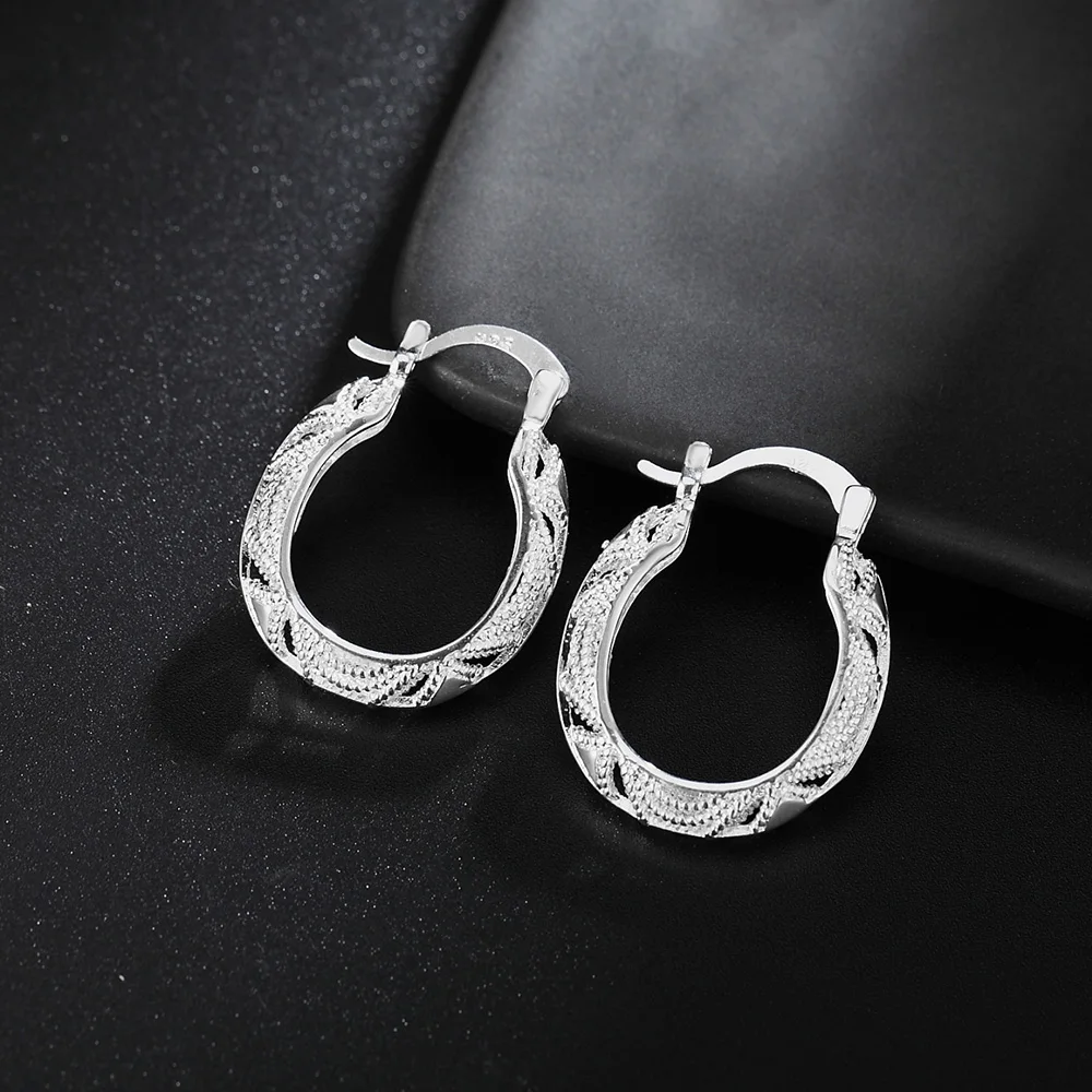 JewelryTop store Wholesale lady 925 Sterling silver hoop women wedding Earring Jewelry charms Cute Fashion Christmas gift nice