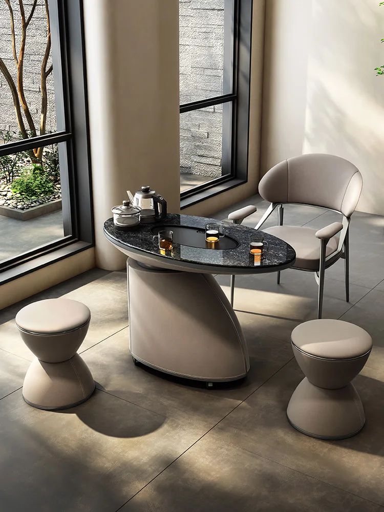 

Chengjun movable table household small table kettle integrated living room rock slab te a cart balcony table chair