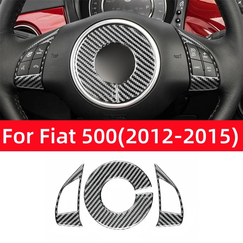 

Real Soft Carbon Fiber for Fiat 500 2012-2015 Accessories Car Steering Wheel Frame Panel Decoration Sticker Cover Trim