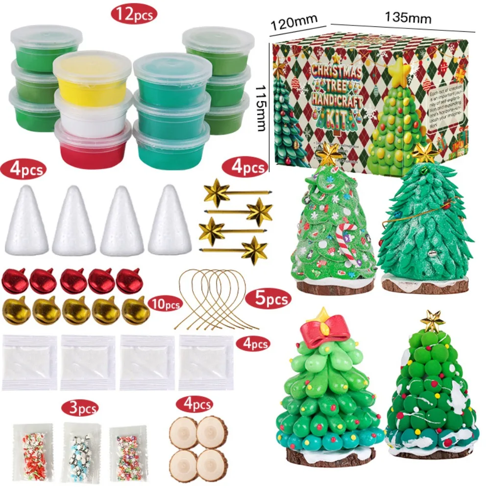 Christmas Trees Crafts Sets Air Dry Clay Kits for Kid Modeling Clay DIY Sets Christmas Stocking Stuffers for Holiday Party Decor