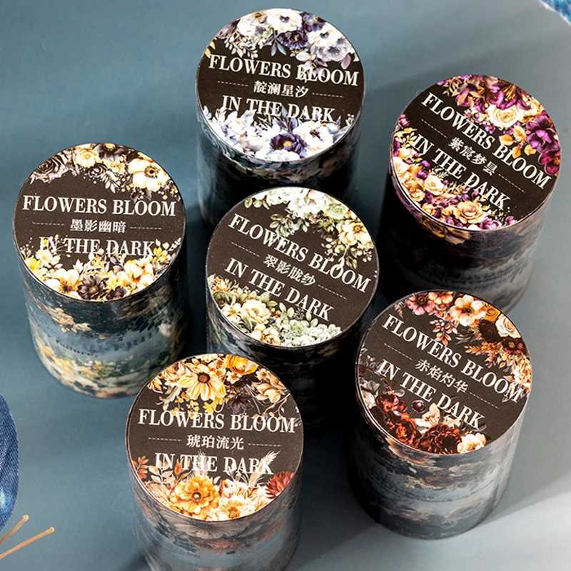 

Mr.Paper 6 Type Dark style Masking tape ScrapbSooking tape sticker stationery supplies washi tape,2M Length,