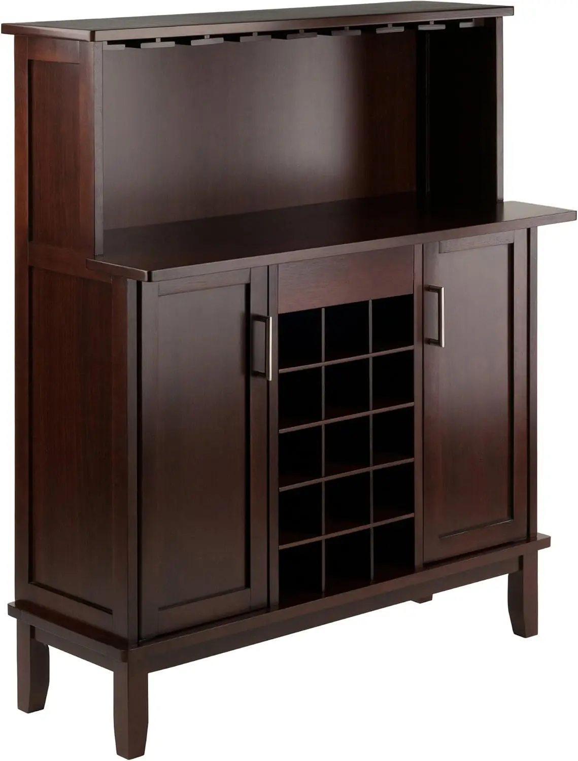 

44.5" Cappuccino Elegant Beynac Buffet Rectangular Cabinet with Wine Bar Counter