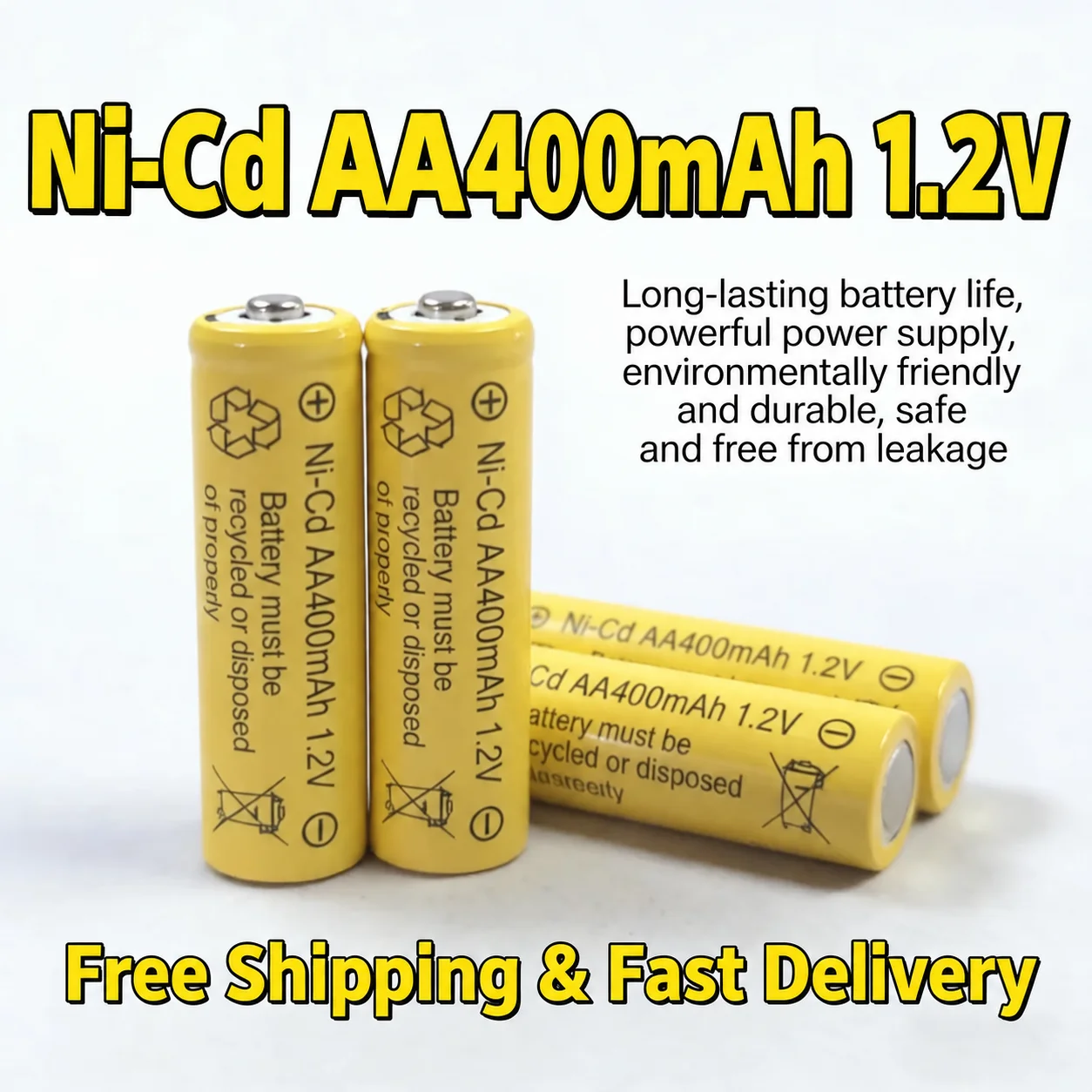 1.2V AA NiCad 400mAh Rechargeable Batteries for Solar Powered Garden Lights Lawn Lamp Ni-Cd AA Cell 1.2 Volt