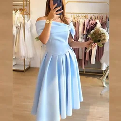 Customized Jersey Beading Draped Party A-line Off-the-shoulder Bespoke Occasion Gown Knee Length Dresses