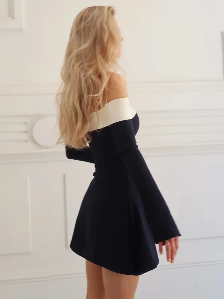 Articat Elegant Sleeveless Long Sleeve Tight Elastic Short Skirt Women Sexy Backless Slim Party Club Evening Dress Summer 2024