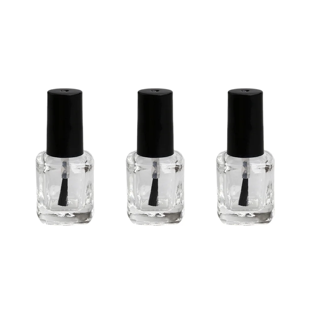 Bouteille vide de vernis à ongles de 5Ml, récipient en verre transparent de forme carrée avec brosse pour le stockage de vernis à ongles à faire soi-même, 10 pièces