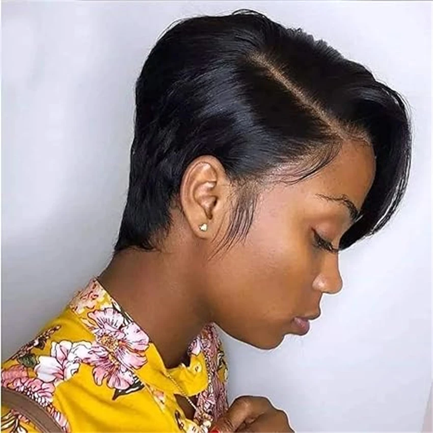 Pixie Cut Lace Front Wigs Human Hair Human Hair Short Bob Wigs Straight Wigs For Black Women Pre Plucked With Baby Hair