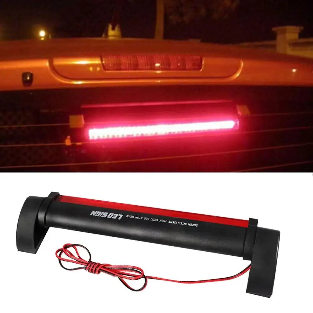 12V Red Car LED Third Brake Lights Bar Rear Parking Signal Lamp Truck High Mount Stop Warning Light Universal