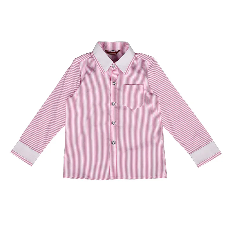 

Spring Children Boys Shirts Cotton Pink/blue Striped Long Sleeve Tops for Teenage Fashion Big Boy Turn-down Collar Clothes 15Yrs