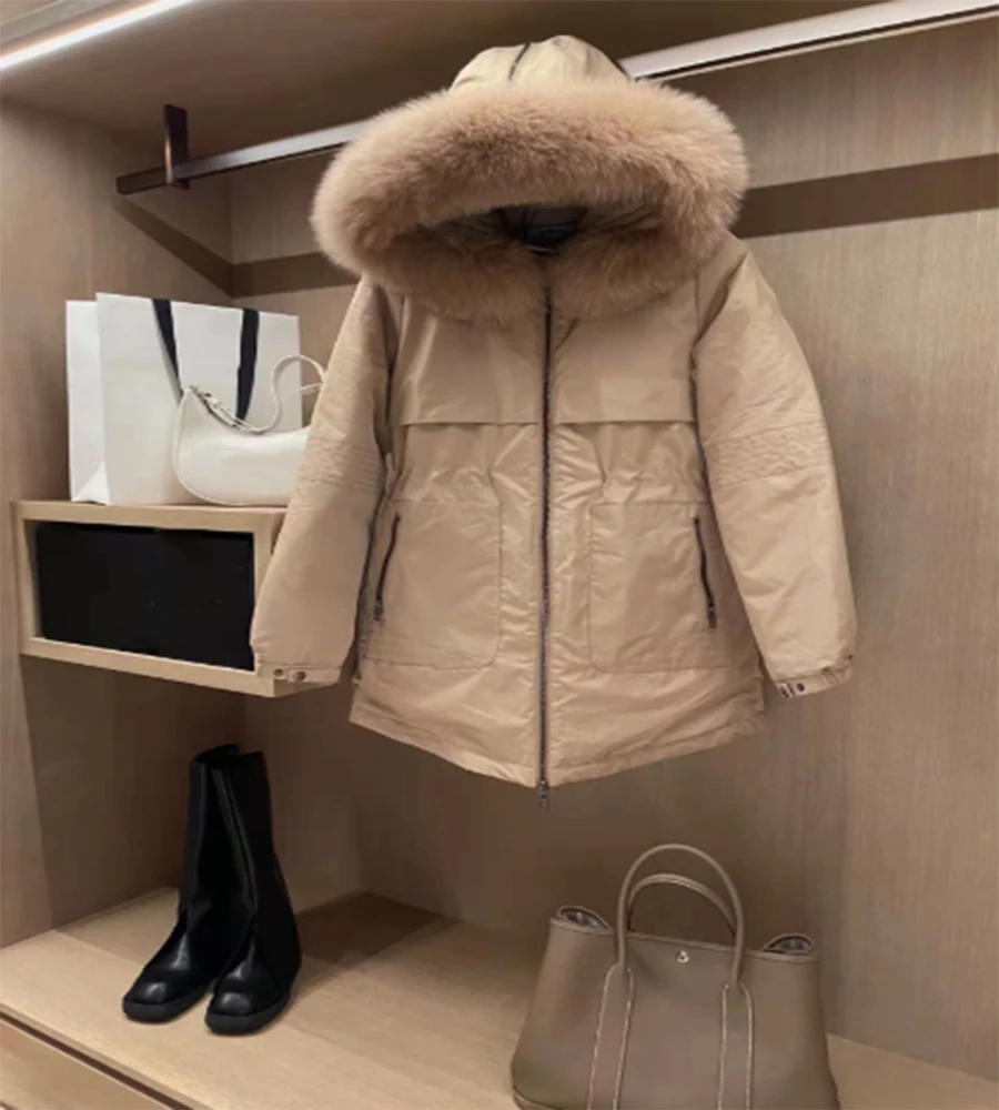 

New Slim Fashion Big Fur Collar Jacket Women's Down Jacket