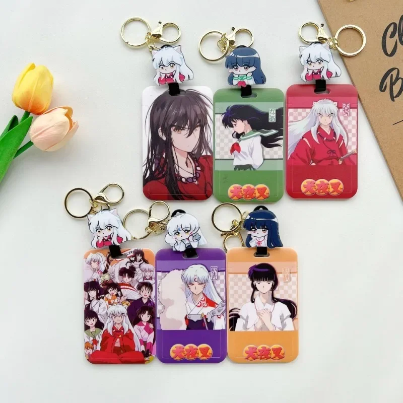 Inuyasha Anime Kikyō Keychain ID Holder Card Sleeve Princess Badge Holders Neck Strap with Keychain Retractable Student Gifts