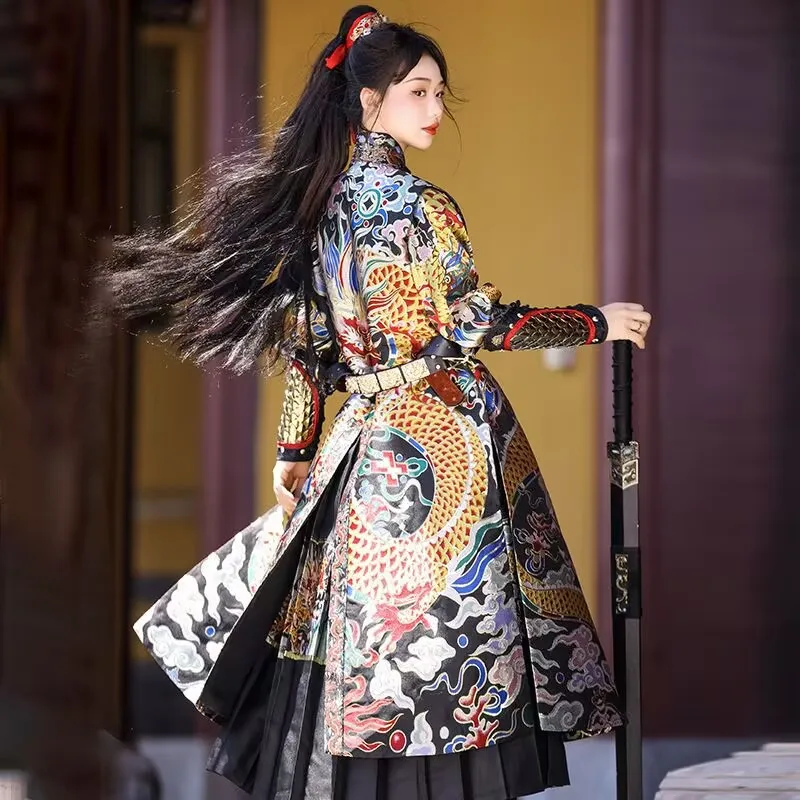 Hanfu masculino e feminino antigo chinês hanfu armadura vestido adulto arqueiro cosplay traje vermelho preto hanfu casaco sem mangas