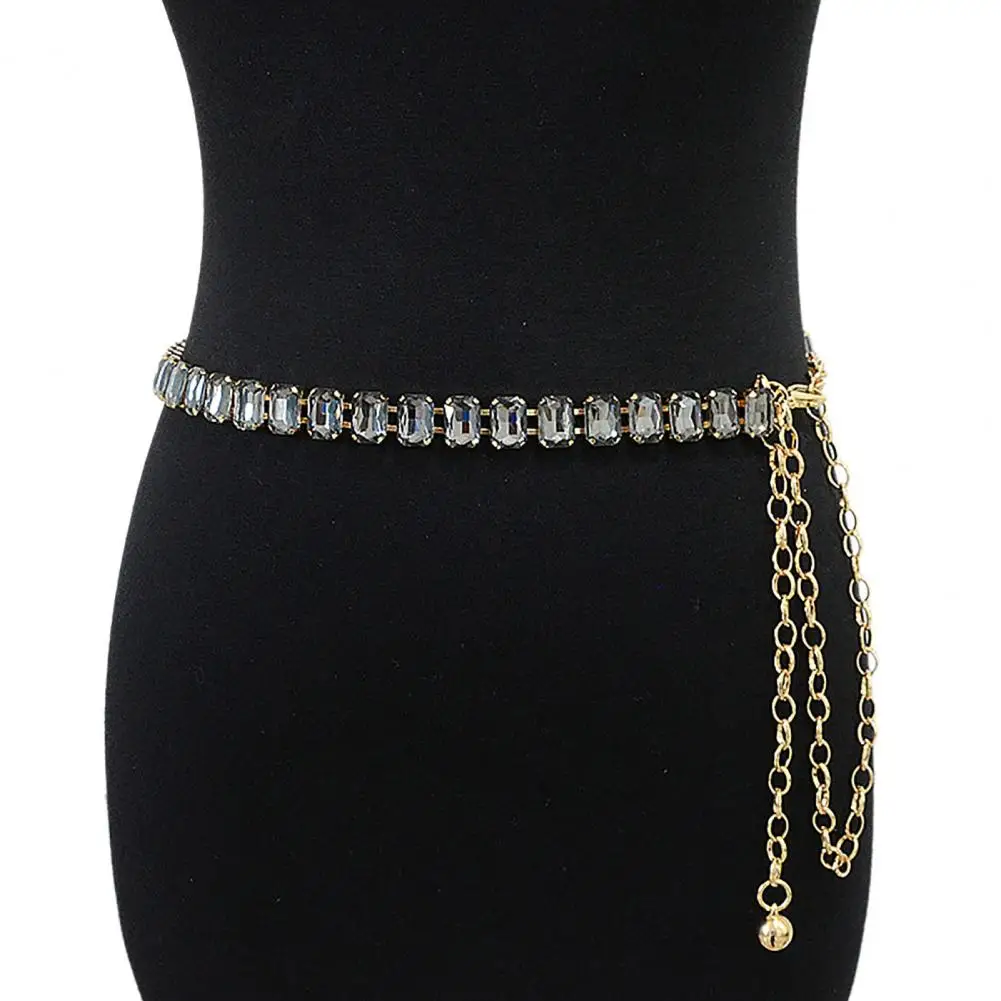 Wear-resistant  Trendy Ladies Faux Crystal Belly Chain Pure Color Waist Chain Sexy   for Daily Wear