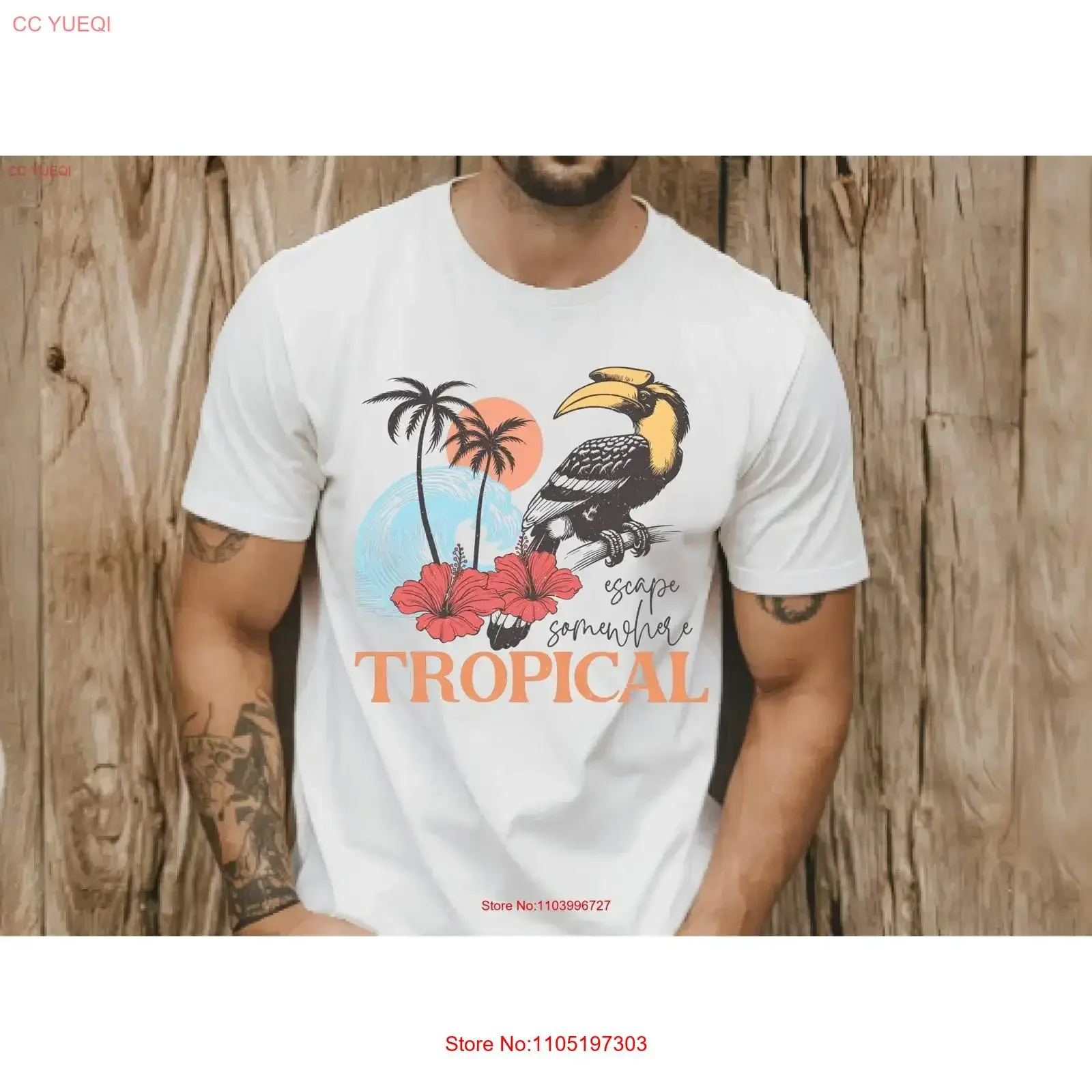 

Escape Somewhere Tropical T Shirt Vacation vintage Washed homme Top For Everyday Wear Slightly Unisex graphic Stylish