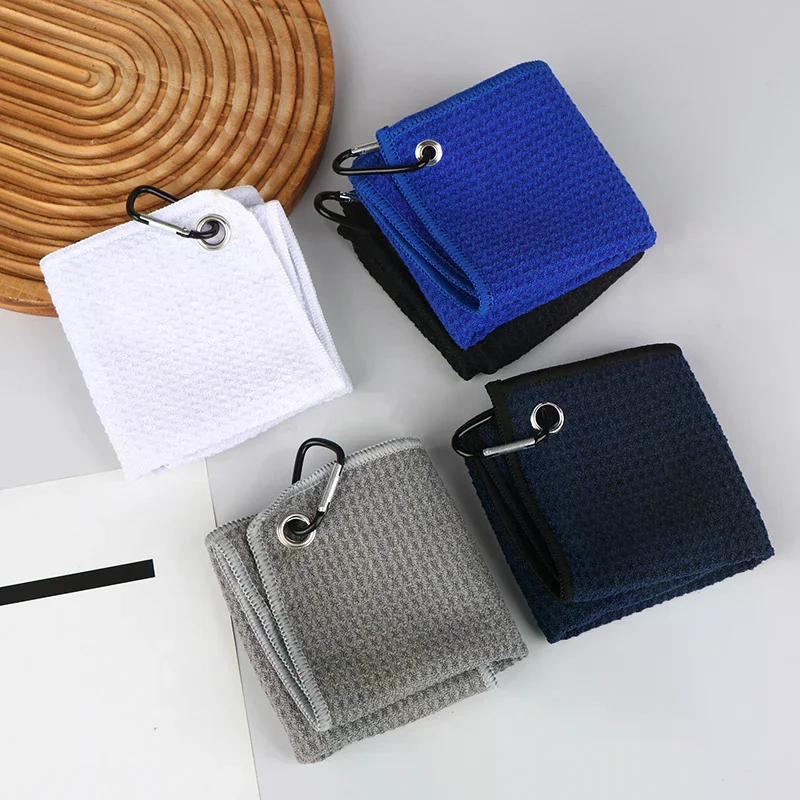 

3 шт., 30 см * 30 см, тройные полотенца для гольфа с подвесным крючком, микрофибра, вафельные, с рисунком, полотенца для гольфа с летным диском