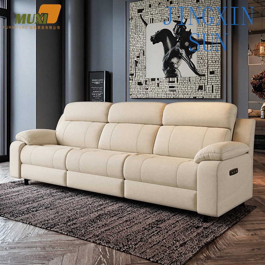 Modern Electric Leisure Sofa, Smart 3-seater Home Theater Furniture With Multifunctional Massage, Cooling, And Folding Features.