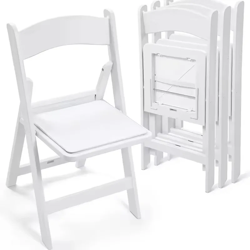 White Resin Plastic Folding Chair, Wimbledon Style Stackable Event Chair for Weddings & Parties