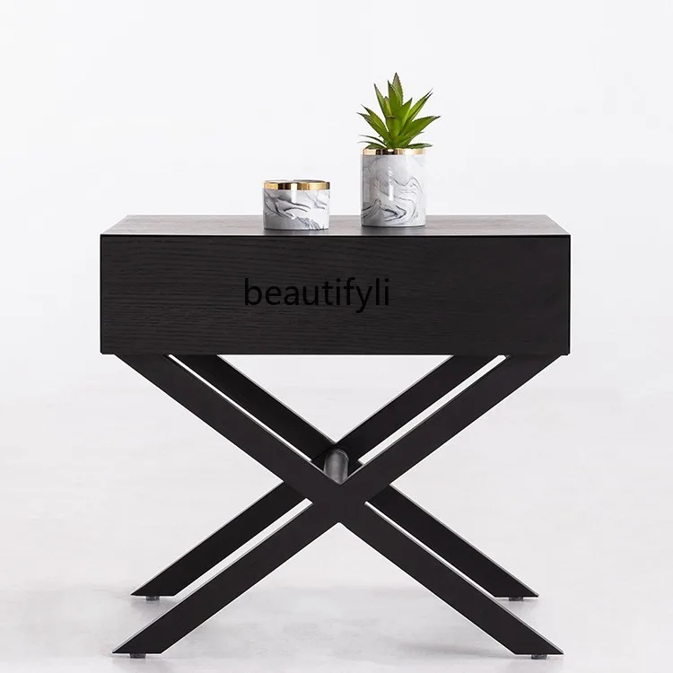 

Italian Style Solid Wood Bedside Table Bedroom Storage Nordic Creative Bedside Cabinet Coffee Table